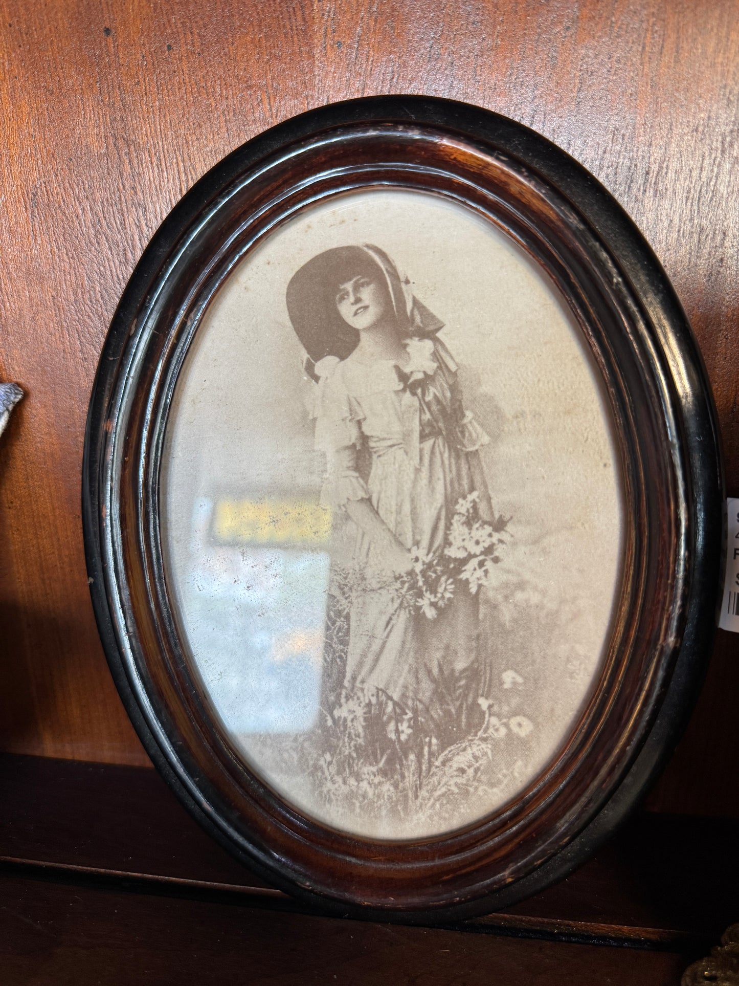 Victorian Style Woman with Flowers Framed Picture
