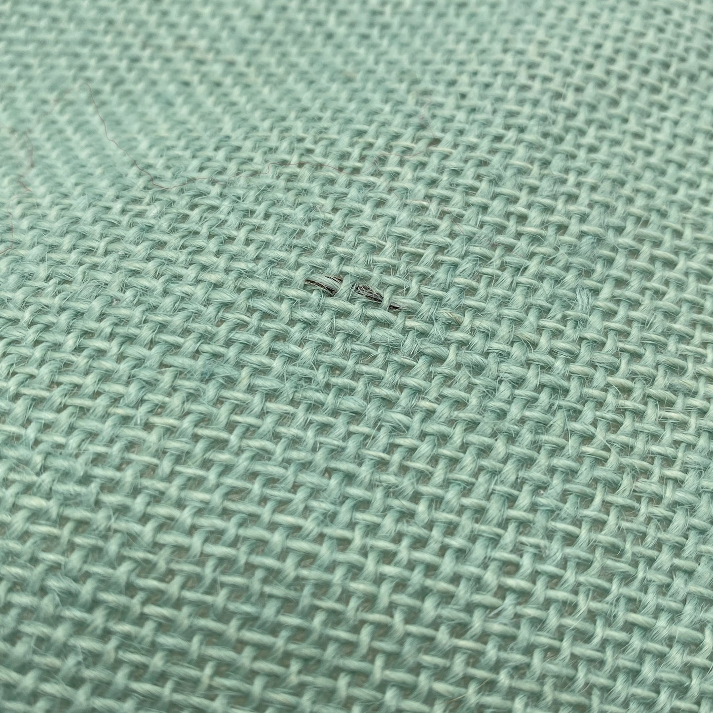 Light Teal Burlap Zipper Pouch with Rainbow Patch