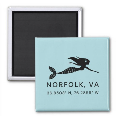 Norfolk, VA Coordinates Square Magnet 2" x 2"