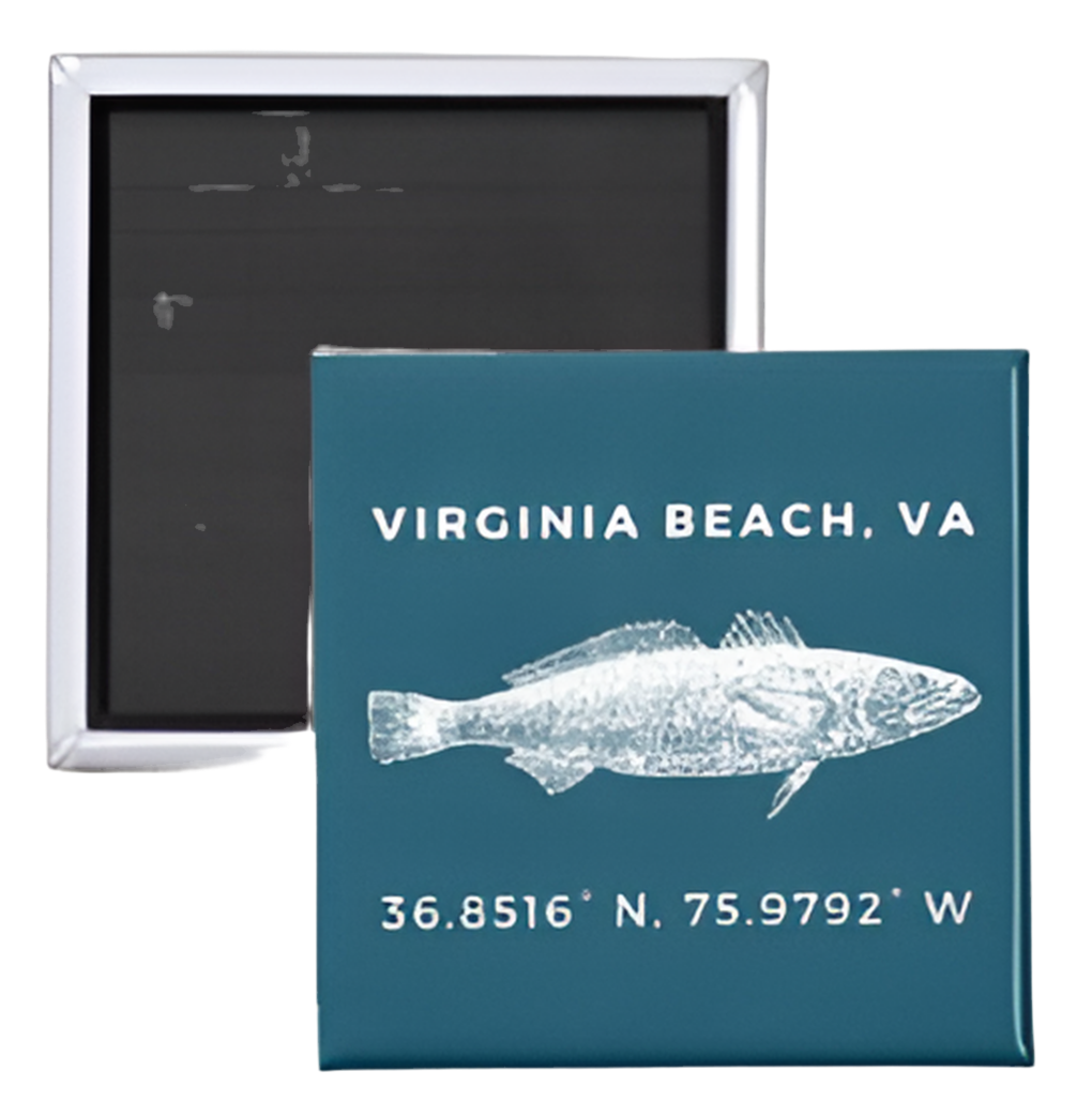 Virginia Beach, VA Coordinates Square Magnet 2" x 2"