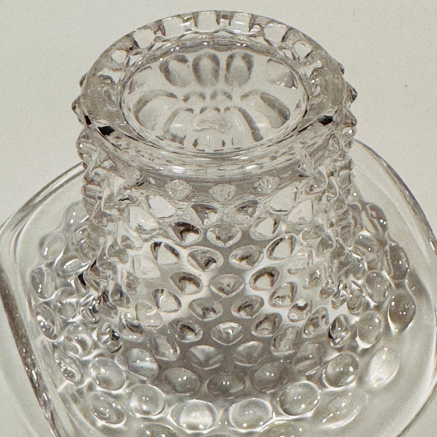Clear Glass Thousand Eye Hobnail Top Hat Toothpick Holder
