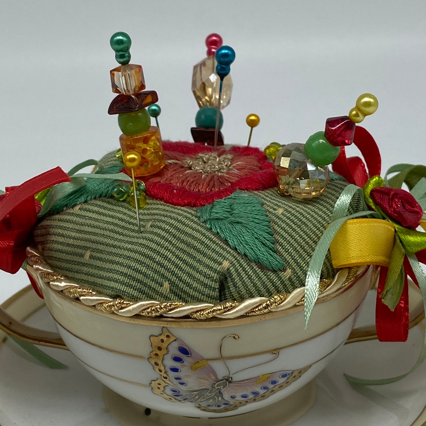 Handmade Pincushion - Tea Cup and Saucer