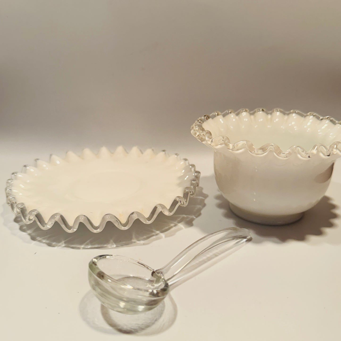 Fenton Silver Crest Three Piece Condiment Set