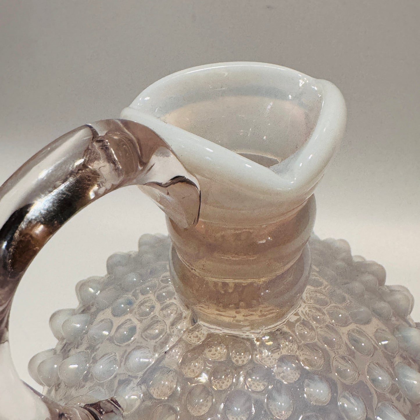 Fenton Opalescent Moonstone Hobnail Cruet / Perfume / Pitcher