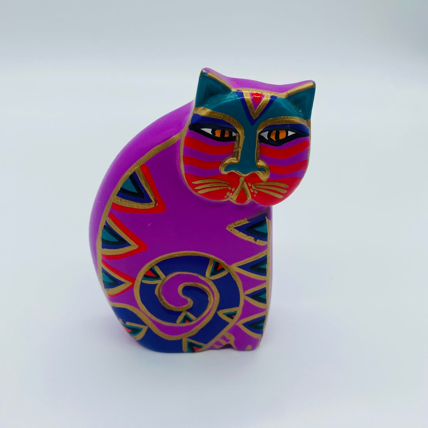 Laurel Burch Wood Carved and Painted Cat Figurine
