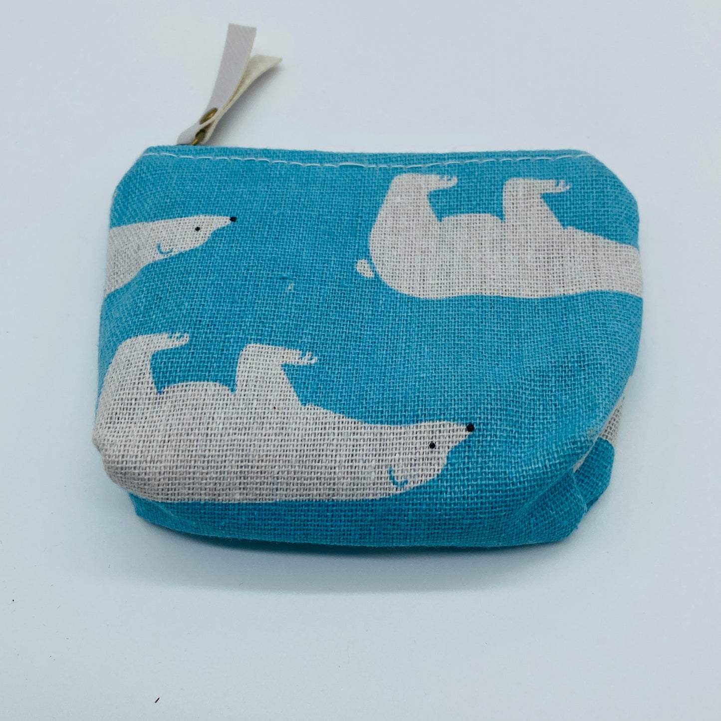 Light Blue / White Polar Bear Zippered Coin Pouch