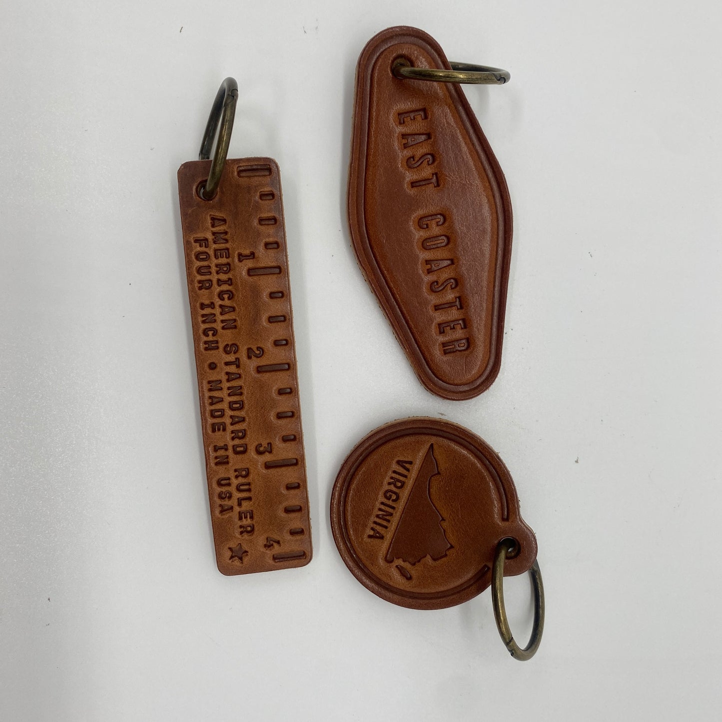 Hand Stamped Leather Keychains