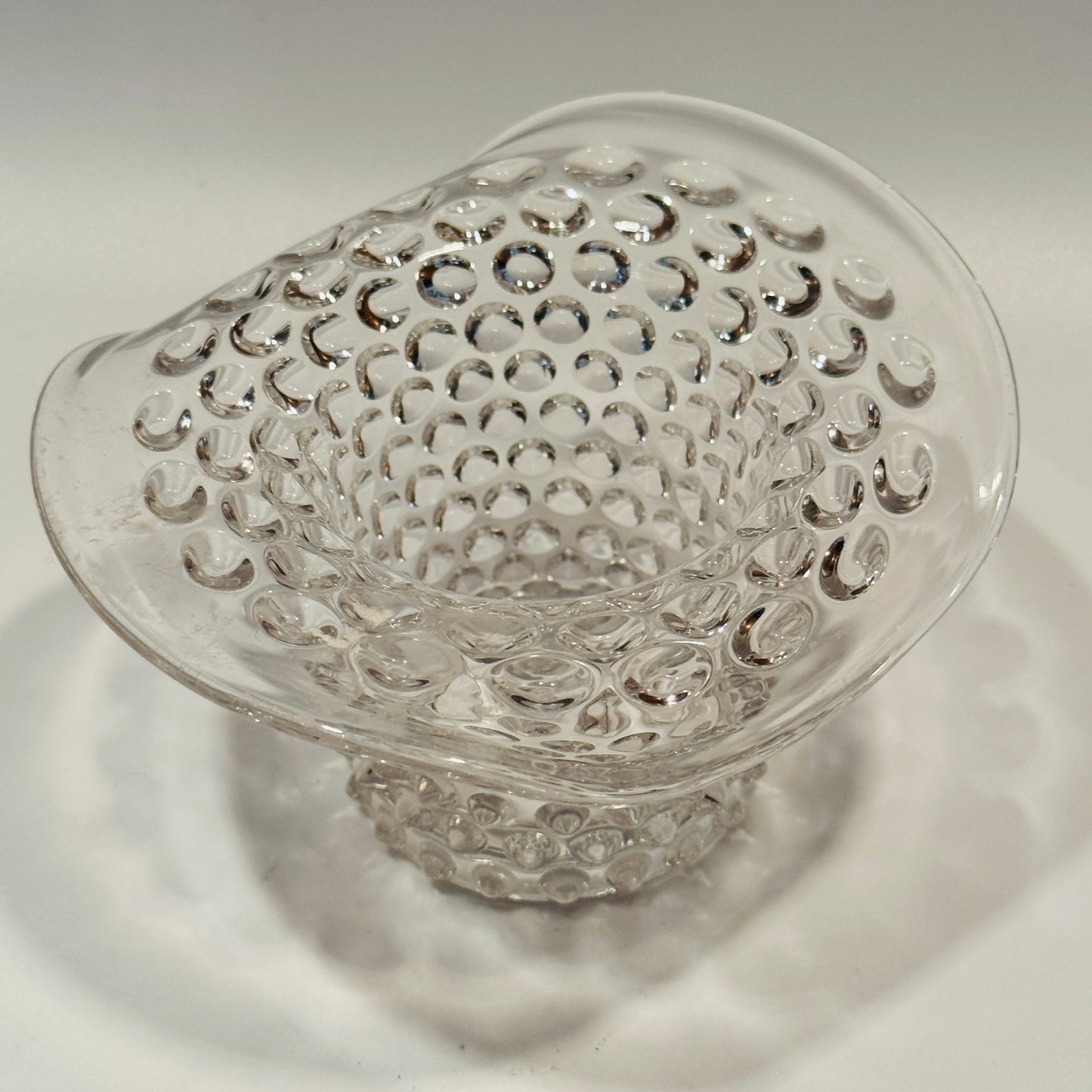Clear Glass Thousand Eye Hobnail Top Hat Toothpick Holder