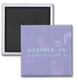 Norfolk, VA Coordinates Square Magnet 2" x 2"