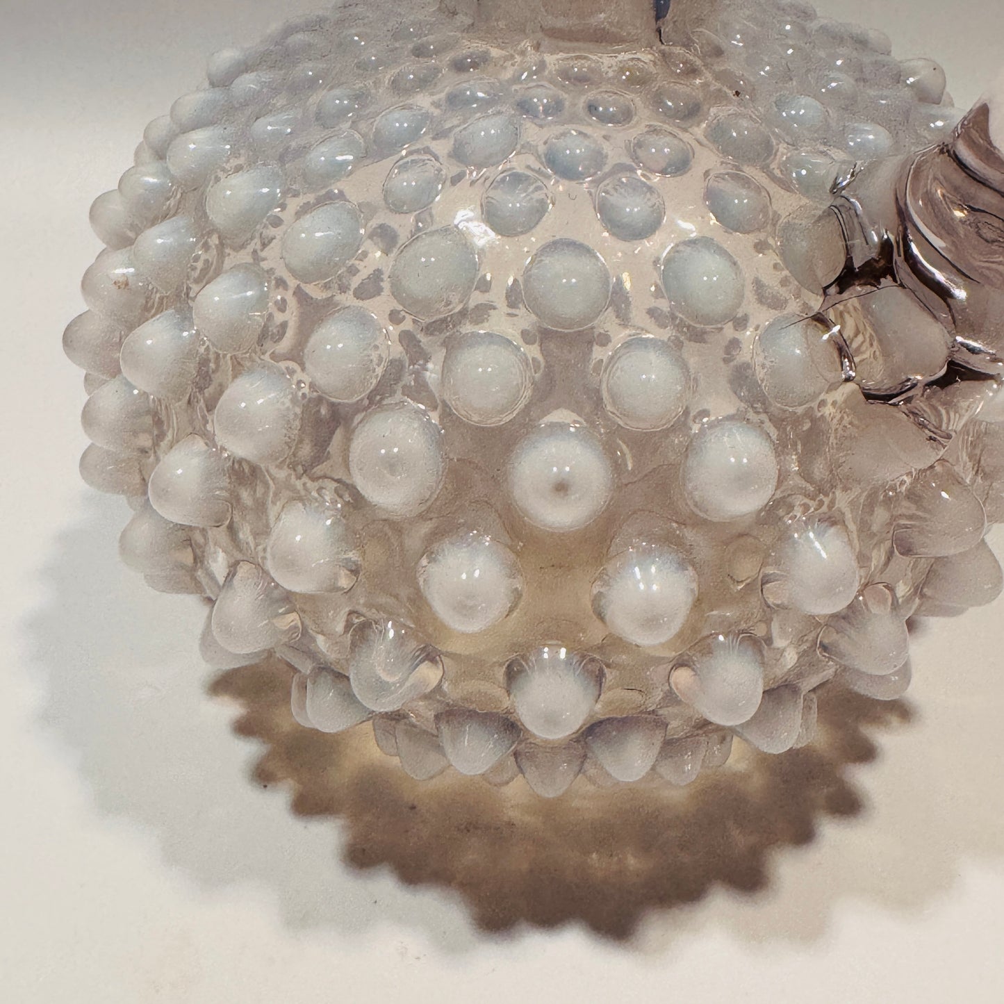 Fenton Opalescent Moonstone Hobnail Cruet / Perfume / Pitcher