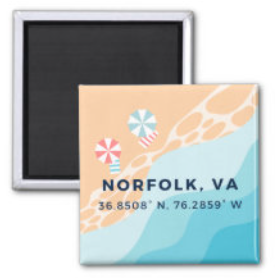 Norfolk, VA Coordinates Square Magnet 2" x 2"