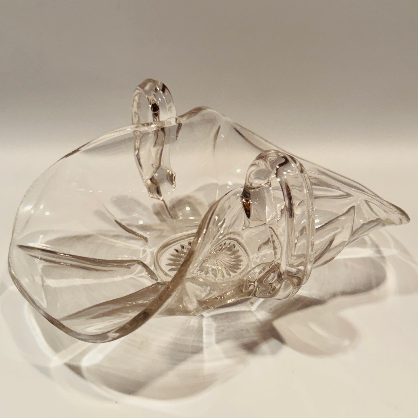 Clear Glass Double Handle Candy Dish