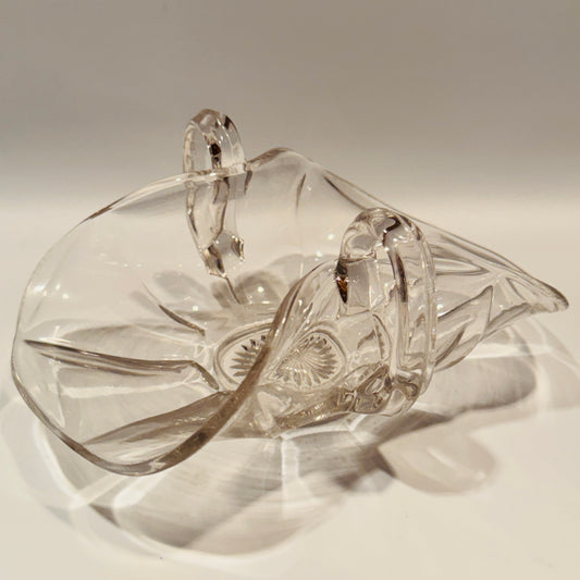 Clear Glass Double Handle Candy Dish