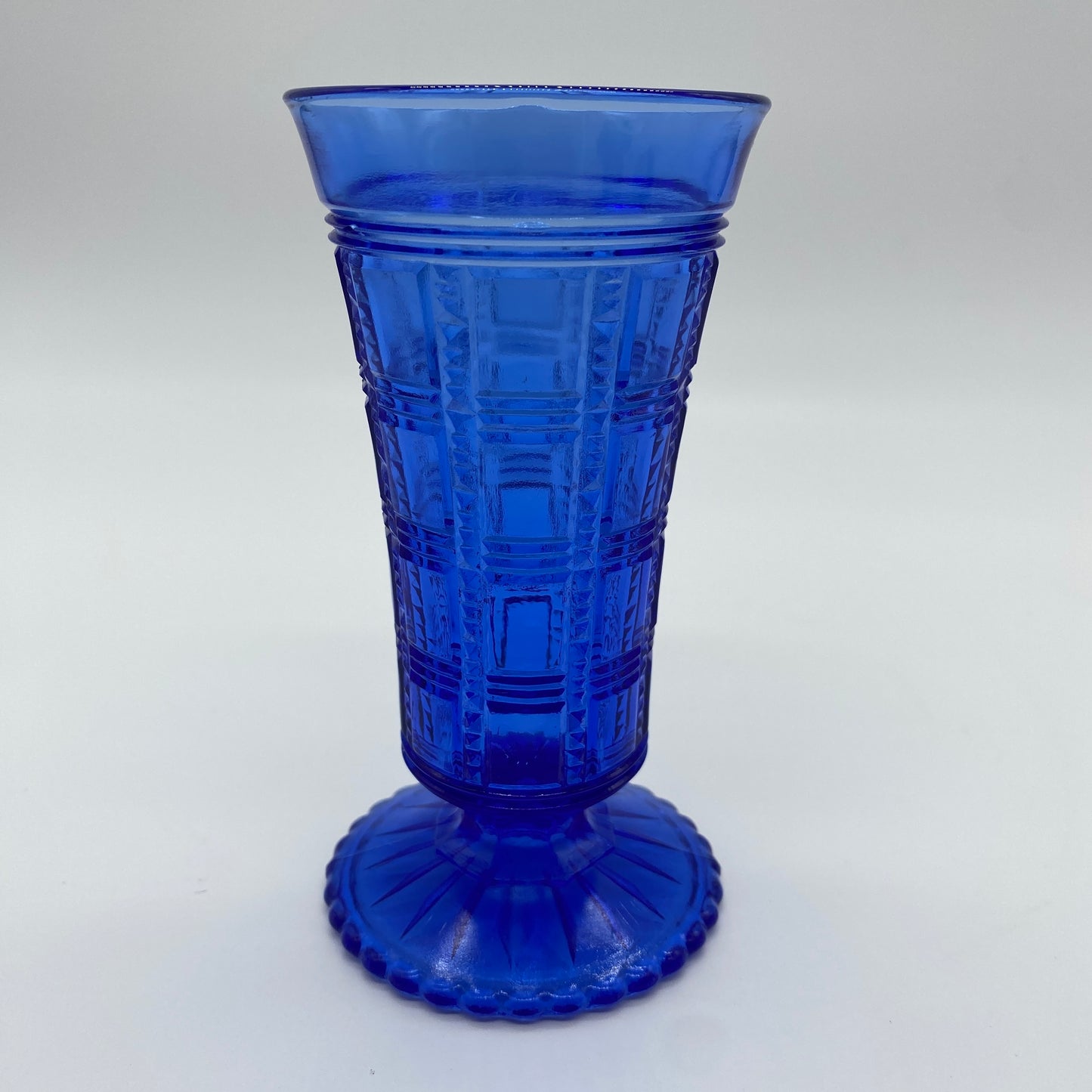 Blue Pressed Glass Vase