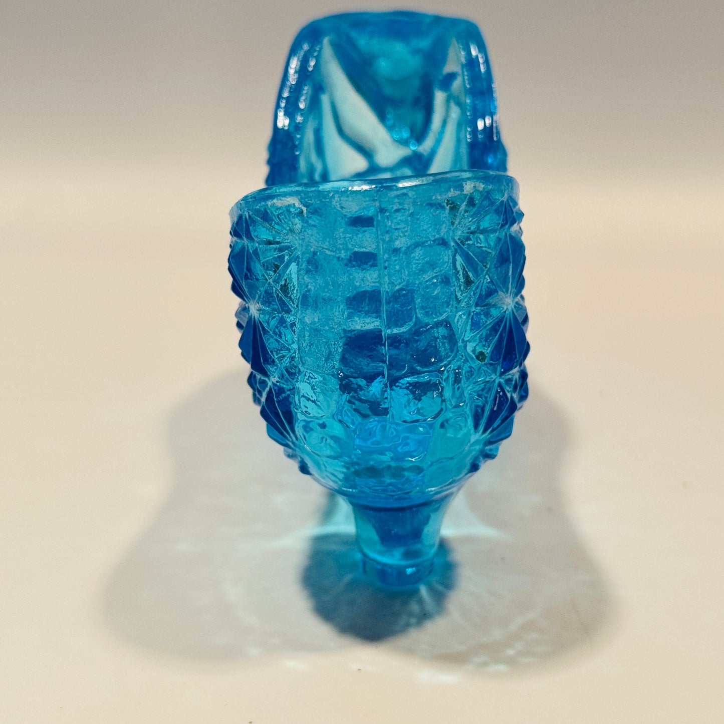 Fenton Daisy and Button Blue Glass Shoe