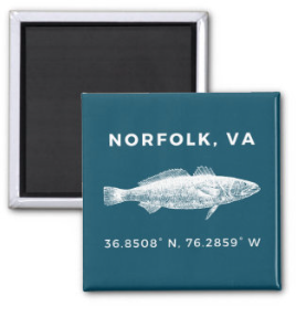 Norfolk, VA Coordinates Square Magnet 2" x 2"