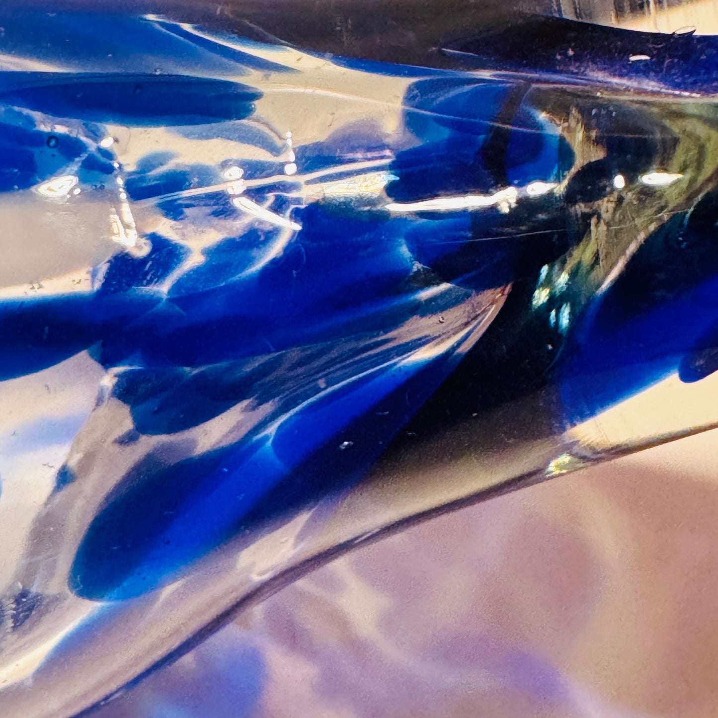 Cobalt Blue and Clear Art Glass Bird Figurine