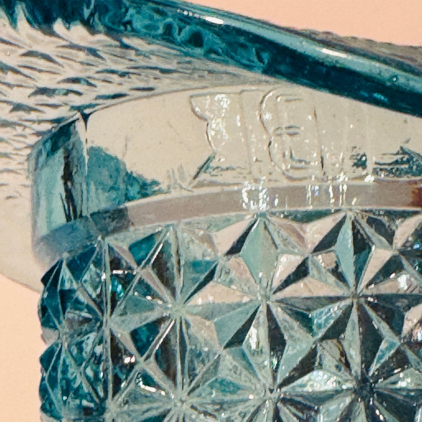 Fenton Aqua Blue Diamond Point Top Hat Toothpick Holder