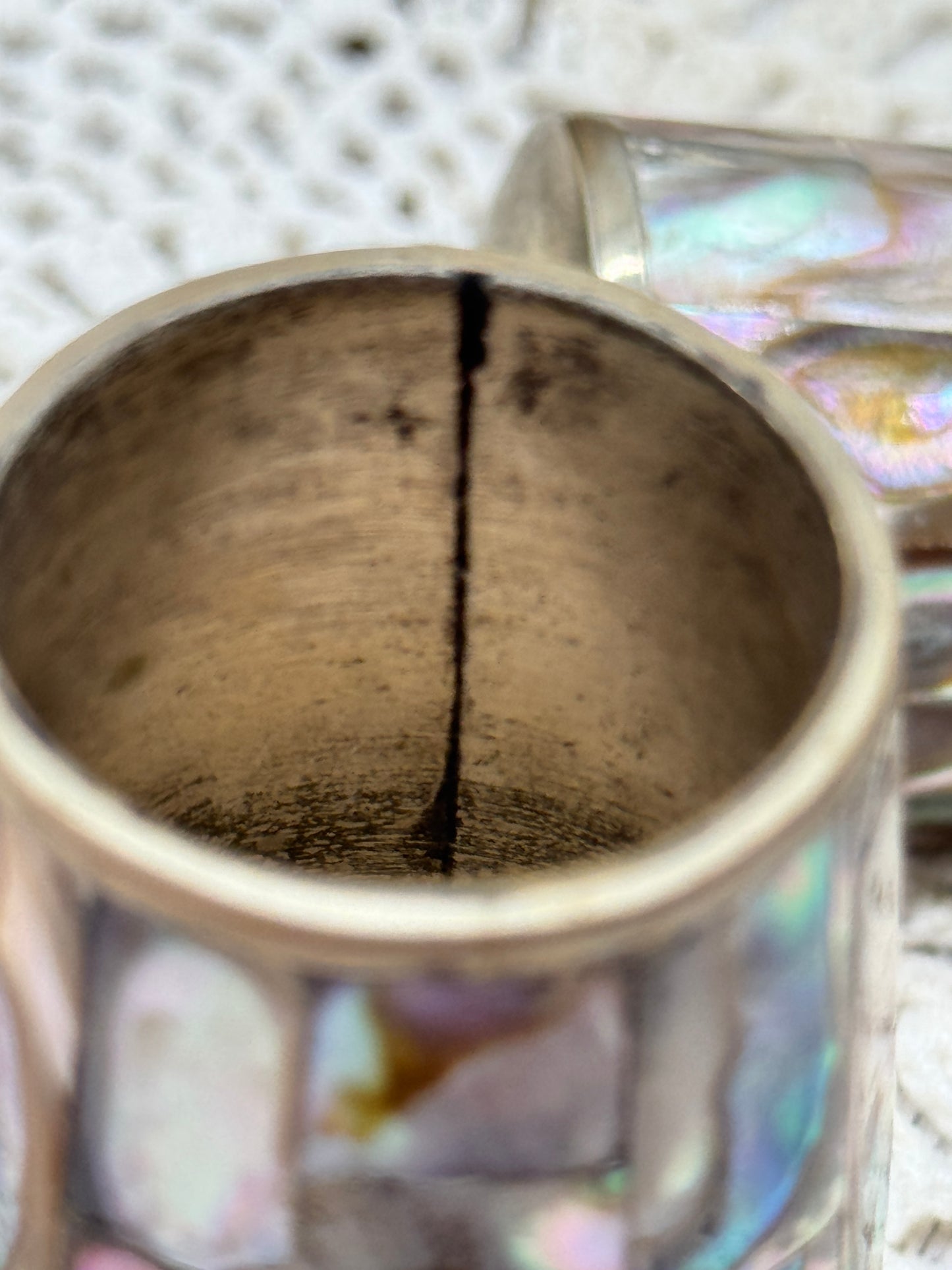 Alpaca Mexico Mother Of Pearl / Abalone Set Of 6 Plated Shot Aperitif Glasses