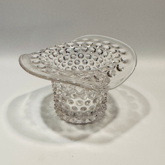 Clear Glass Thousand Eye Hobnail Top Hat Toothpick Holder