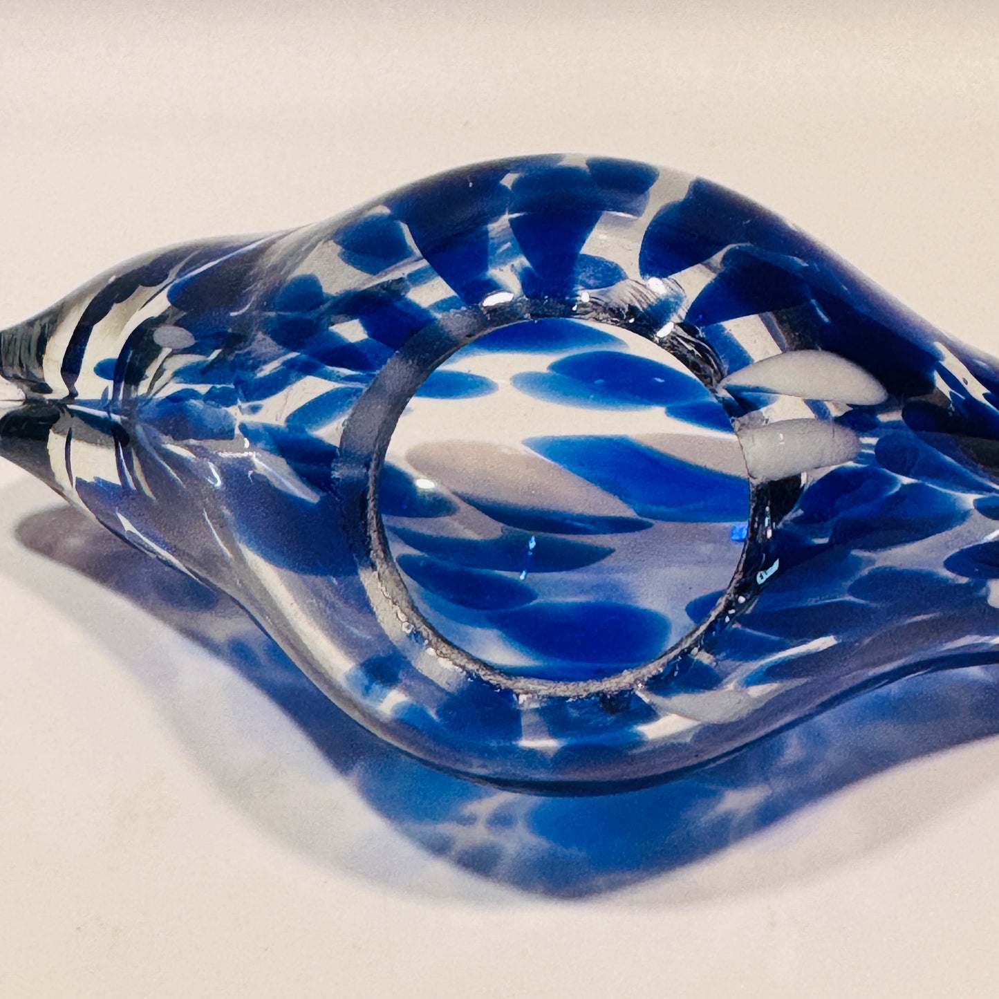 Cobalt Blue and Clear Art Glass Bird Figurine