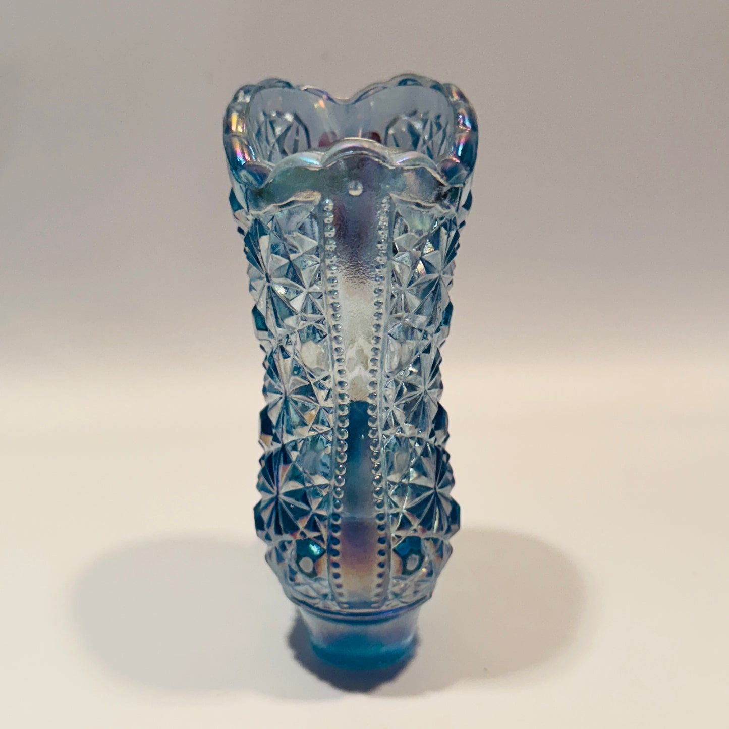 Fenton Handpainted Daisy Button Blue Floral Glass Boot