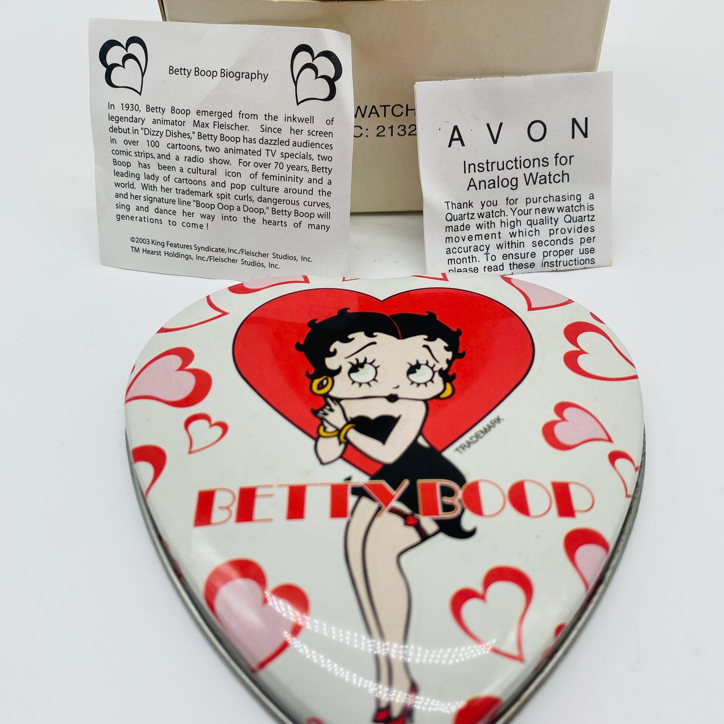 Betty Boop Red Leather Band Watch in Heart Tin
