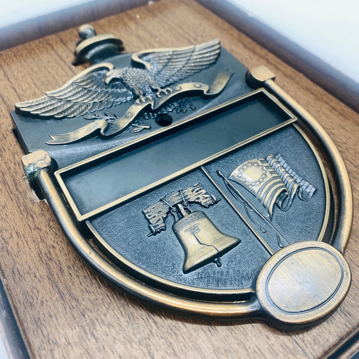 Metal Doorknocker with Eagle, Liberty Bell, and Betsy Ross Flag Embossed