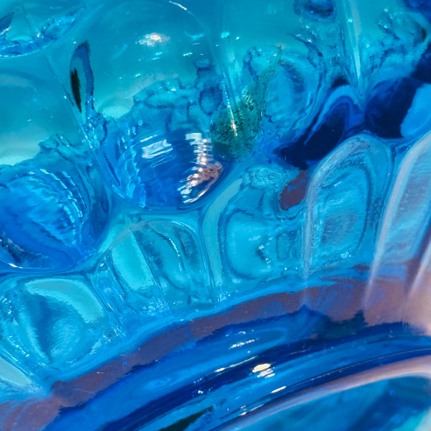 Fenton Cobalt Thumbprint Handled Glass Basket