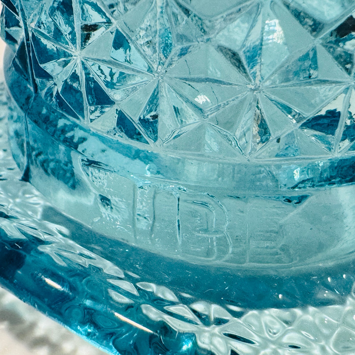 Fenton Aqua Blue Diamond Point Top Hat Toothpick Holder