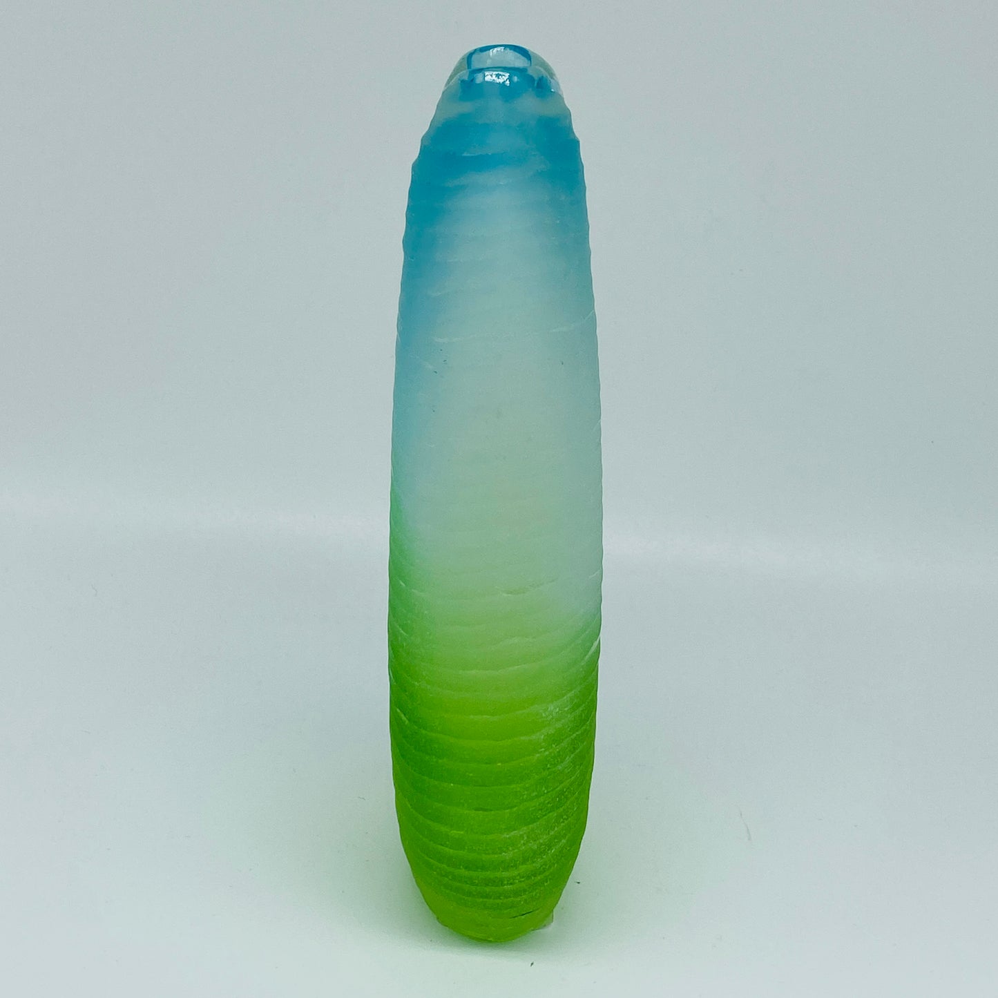 Blue to Green Frosted Ombre Art Glass Vase