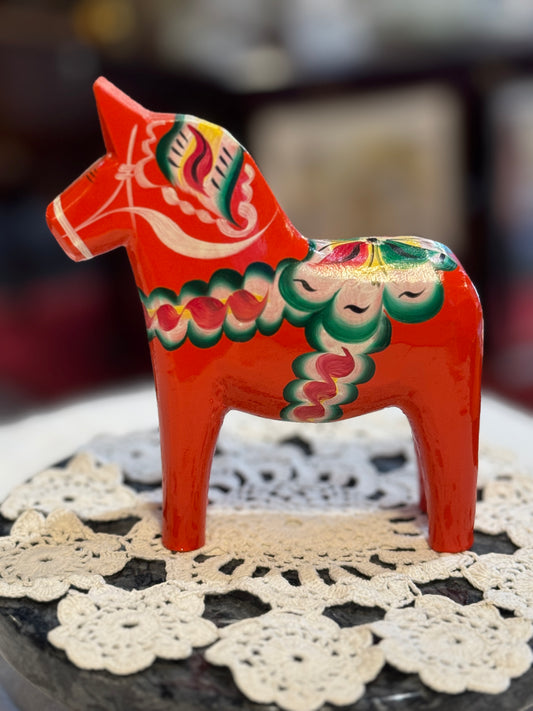 Swedish Dala Horse Figurine - Orange, 5"