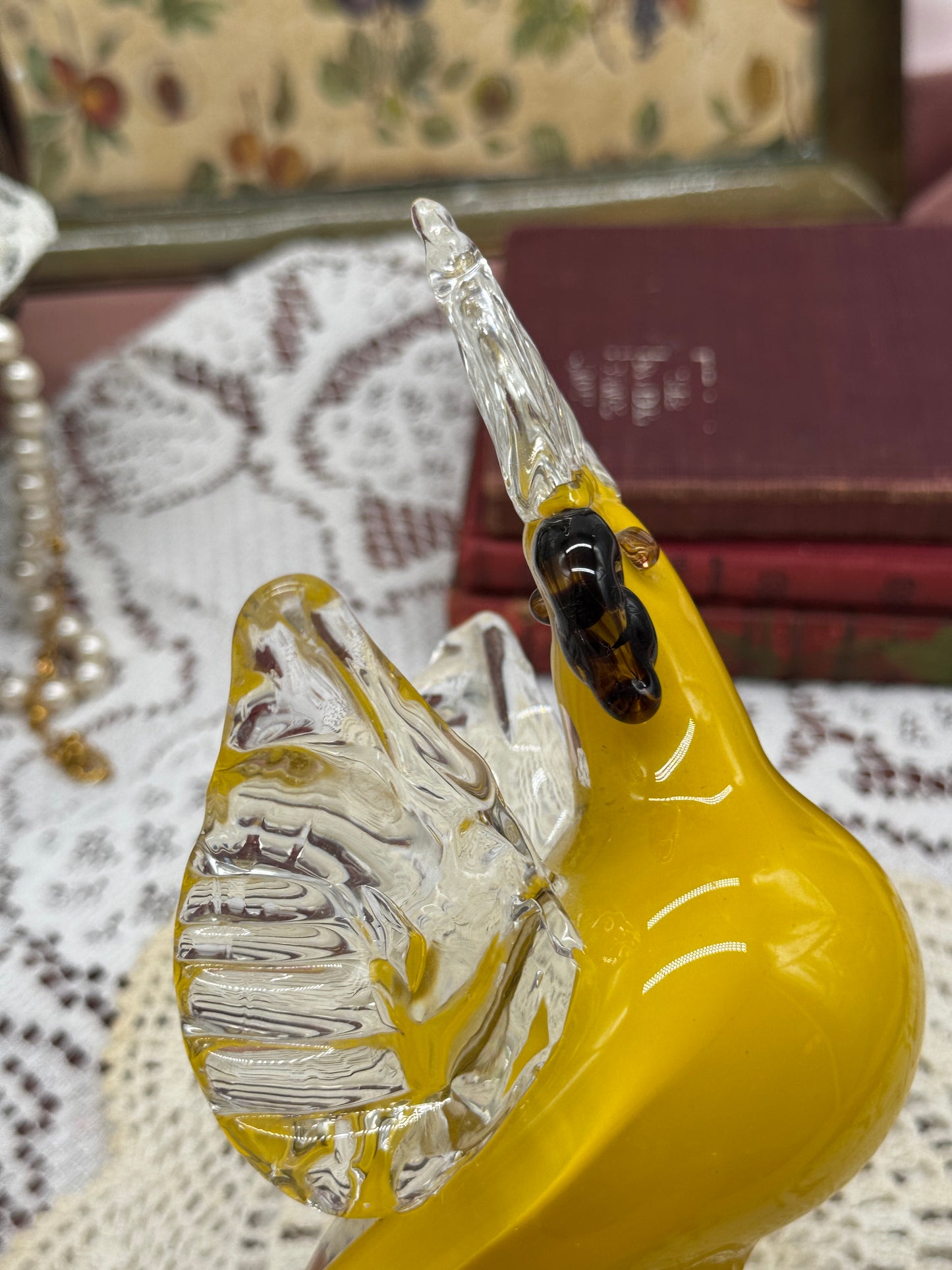 Art Glass Yellow Bird