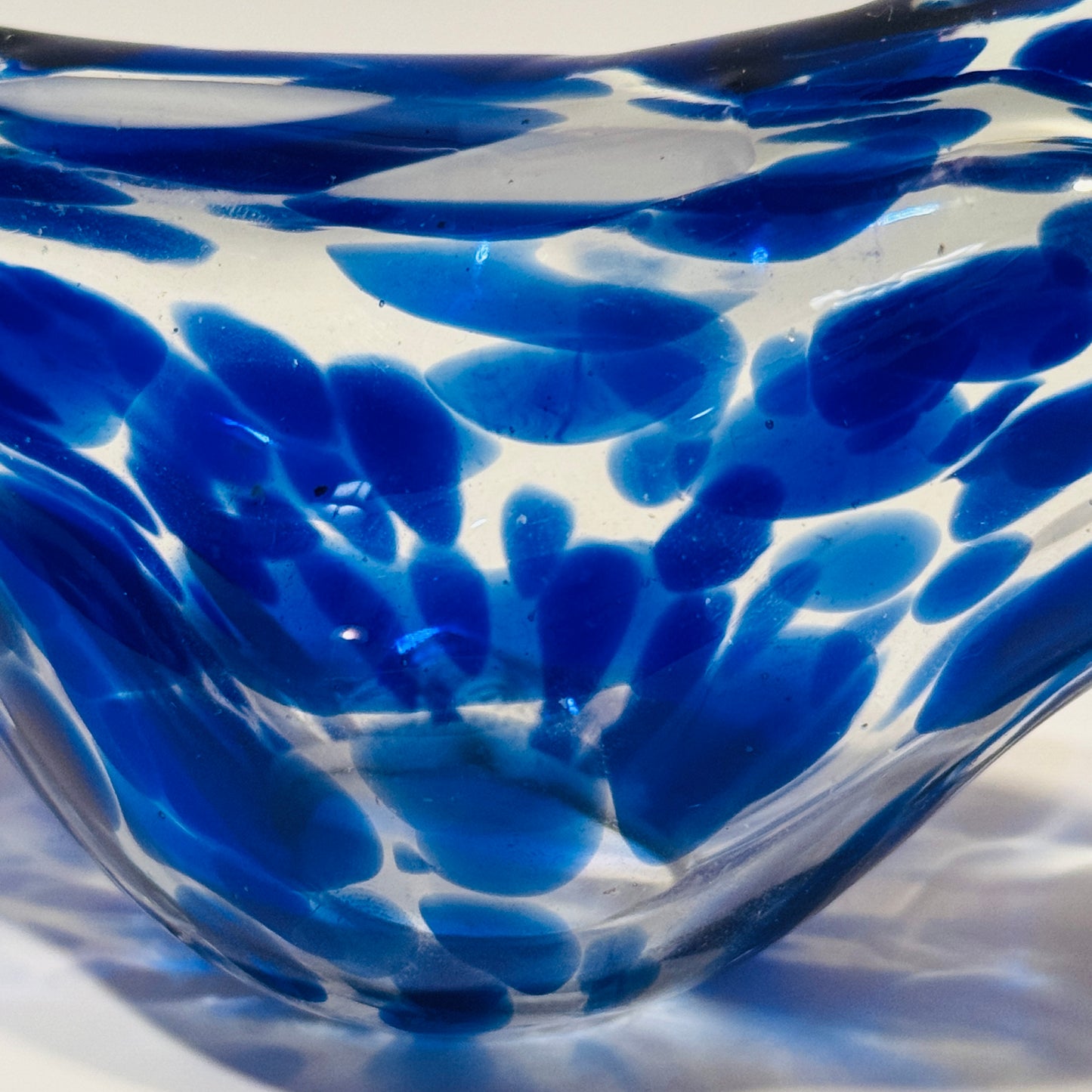 Cobalt Blue and Clear Art Glass Bird Figurine