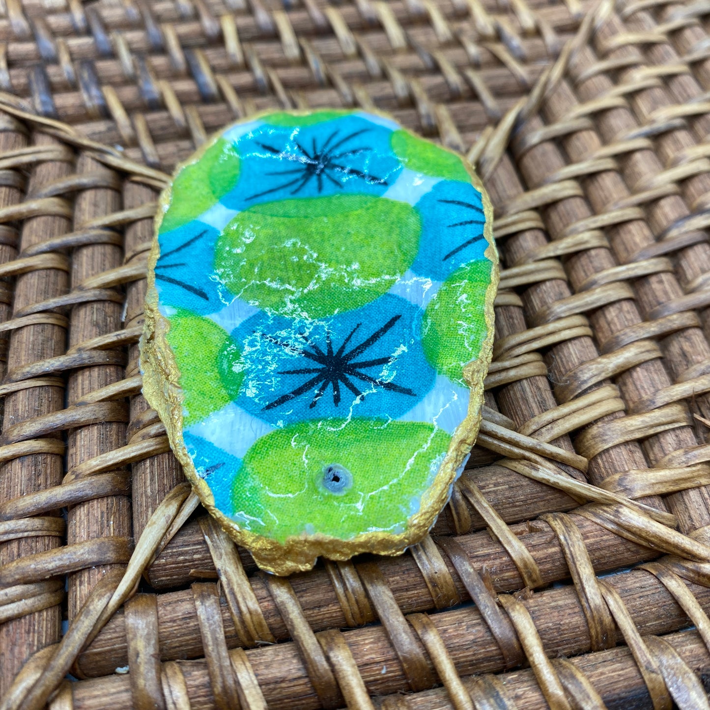 Small Oyster Shell Gilded Decoupage, Trinket Dish, Jewelry Tray, Gift, Ornament, Event Favor