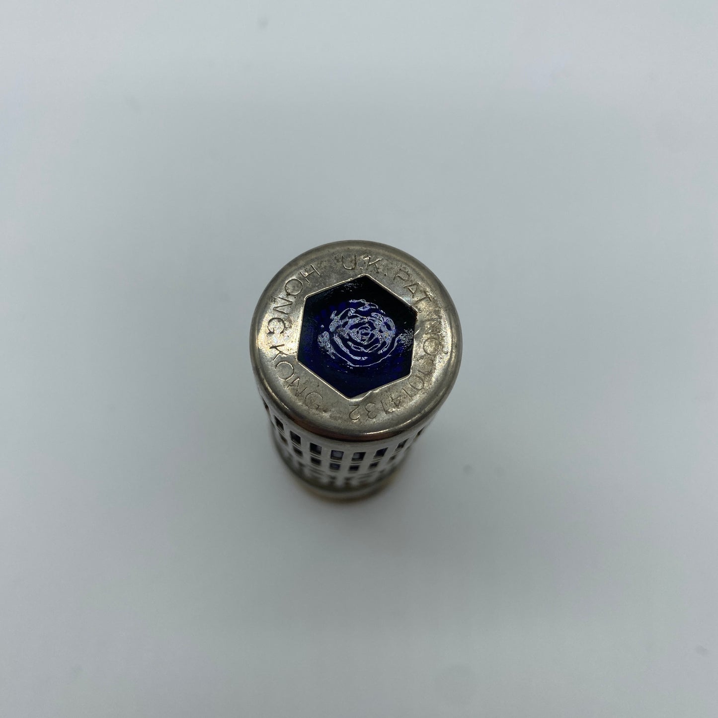 Cobalt Glass and Silver Plated Salt Shaker