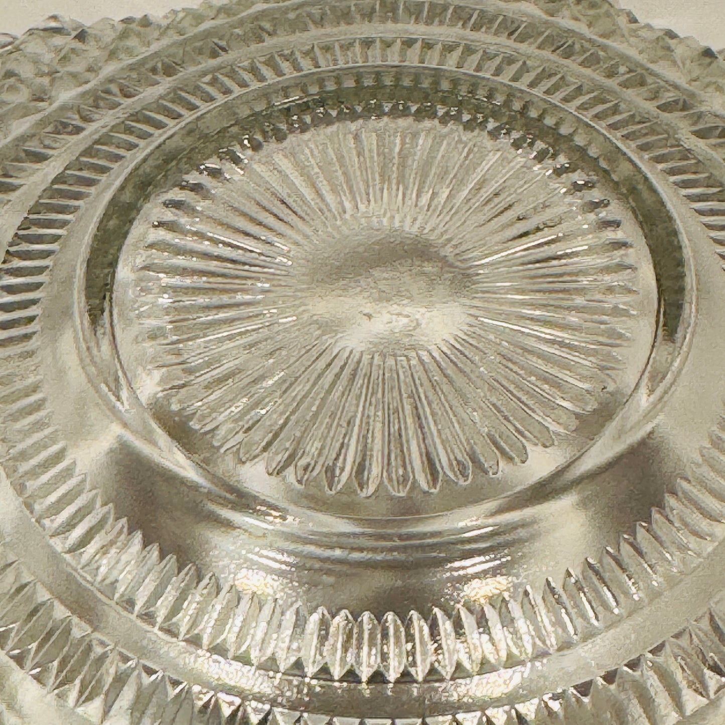 Clear Glass Diamond Point Ruffle Edge Candy Dish