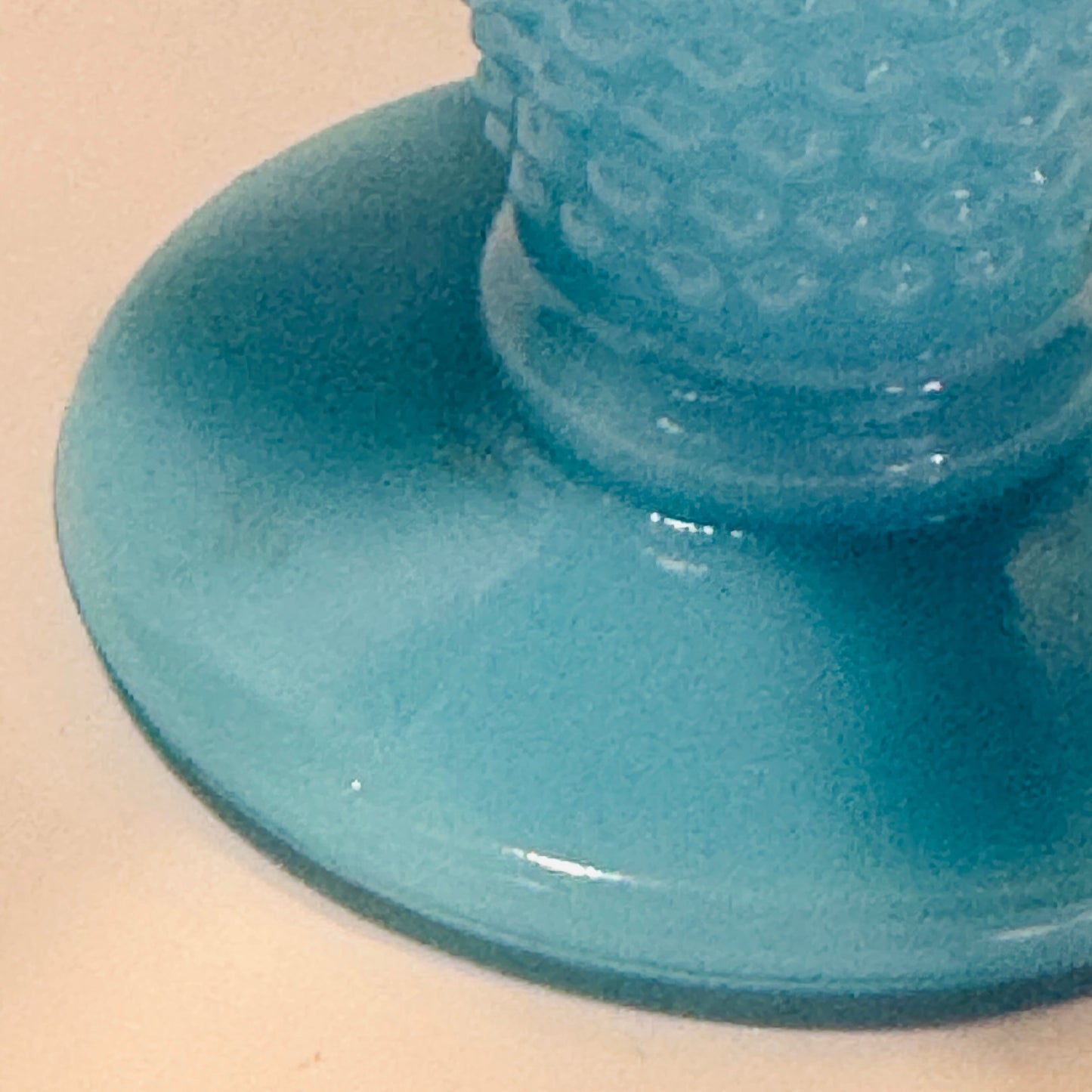 Fenton Blue Milk Glass Hobnail Ruffled Edge Vase