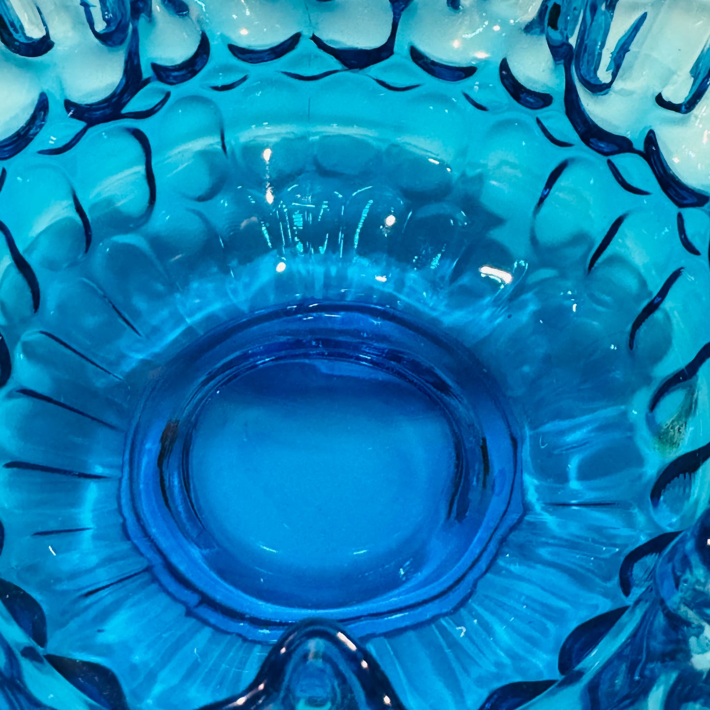 Fenton Cobalt Thumbprint Handled Glass Basket