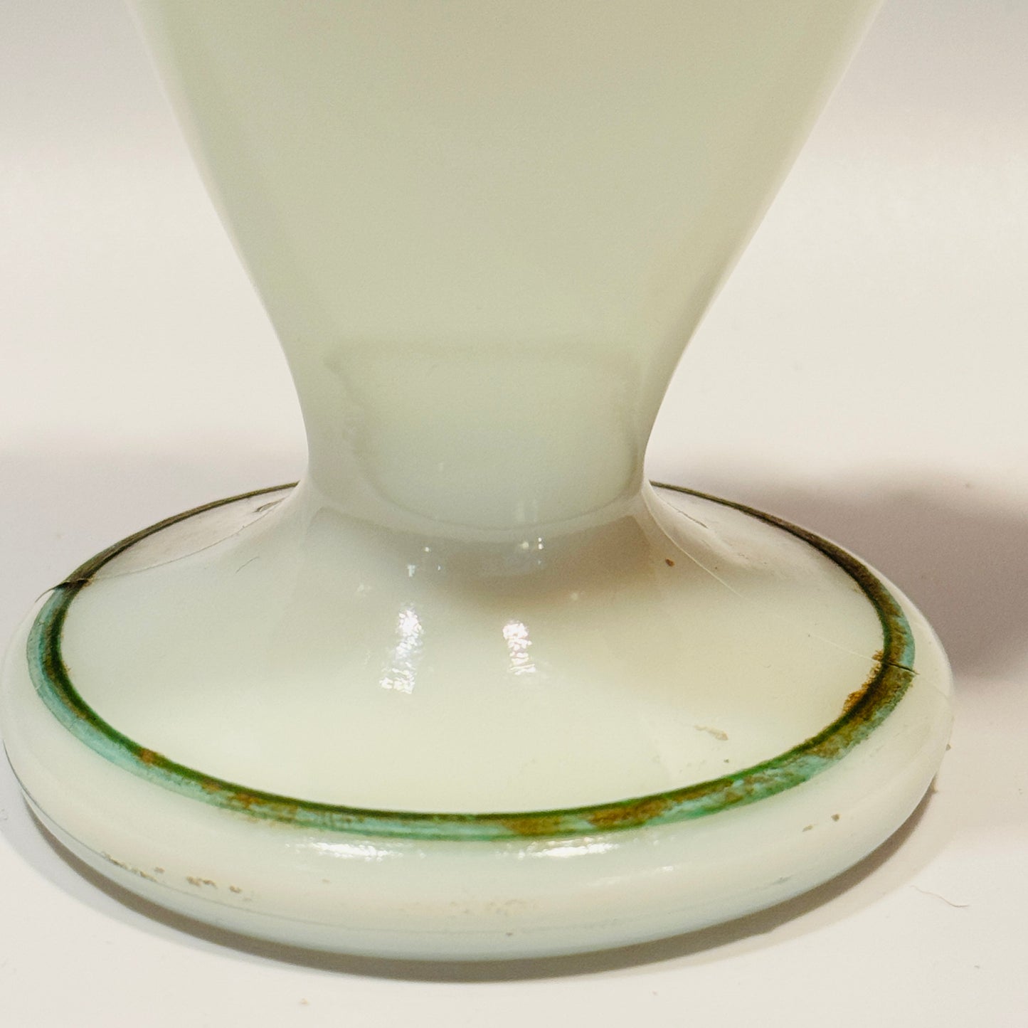Milk Glass Hand Painted Floral Fan Vase
