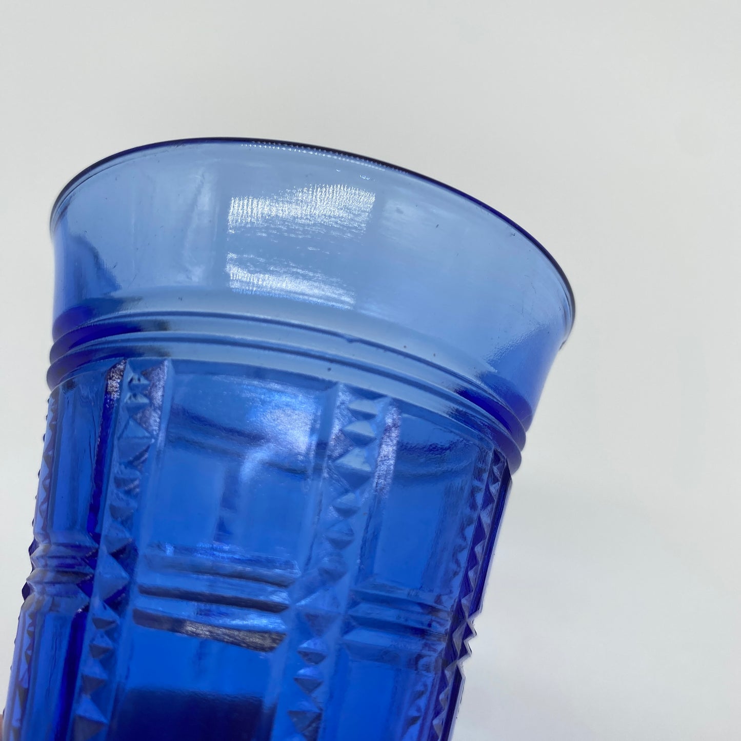 Blue Pressed Glass Vase