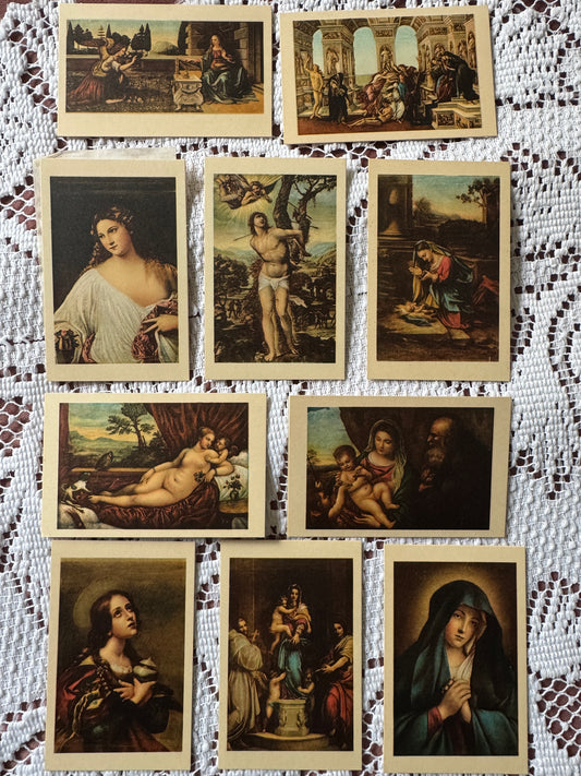 1950s Firenze Museum Cards Florence Italy Uffizi Gallery Souvenir Color - 10 Cards Present