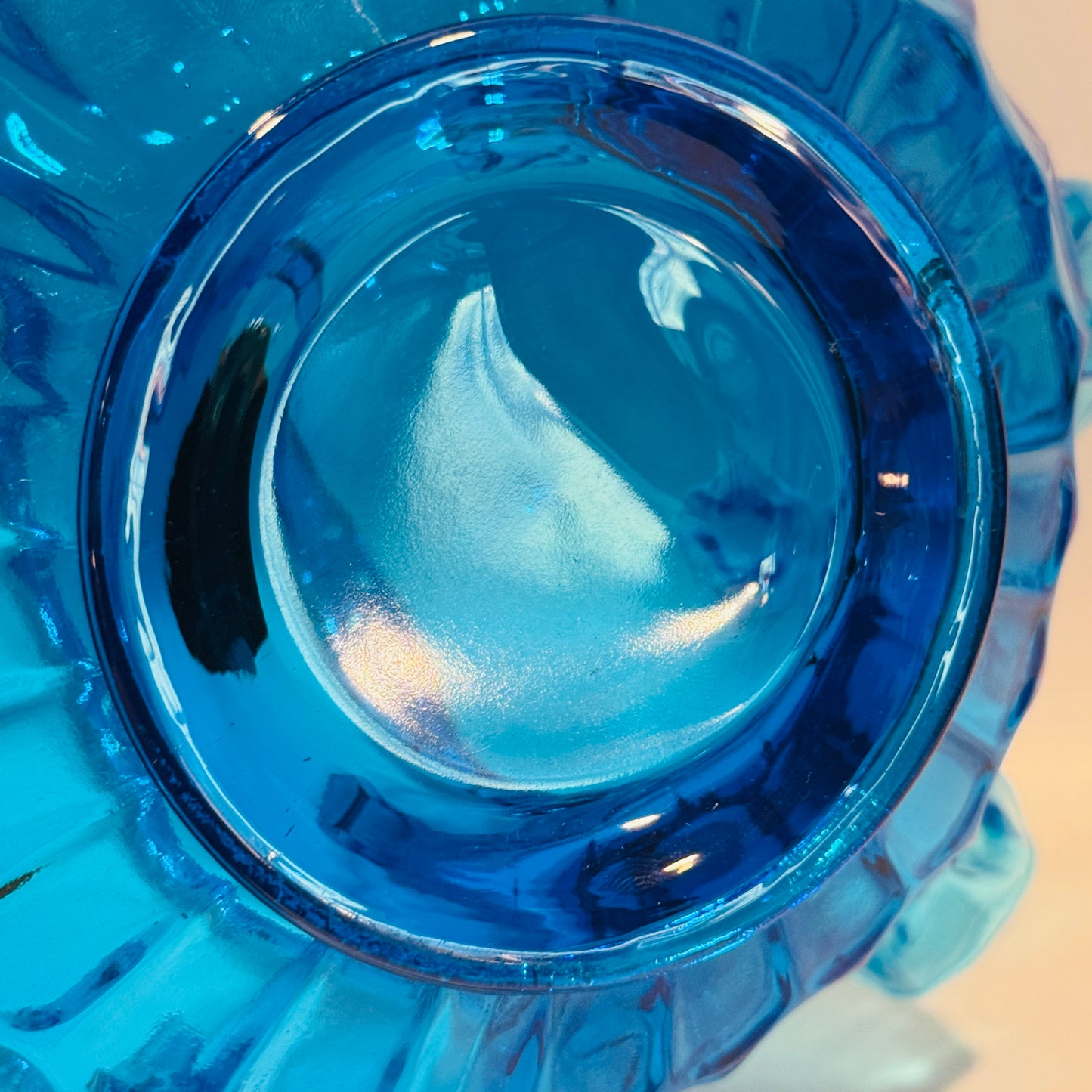 Fenton Cobalt Thumbprint Handled Glass Basket