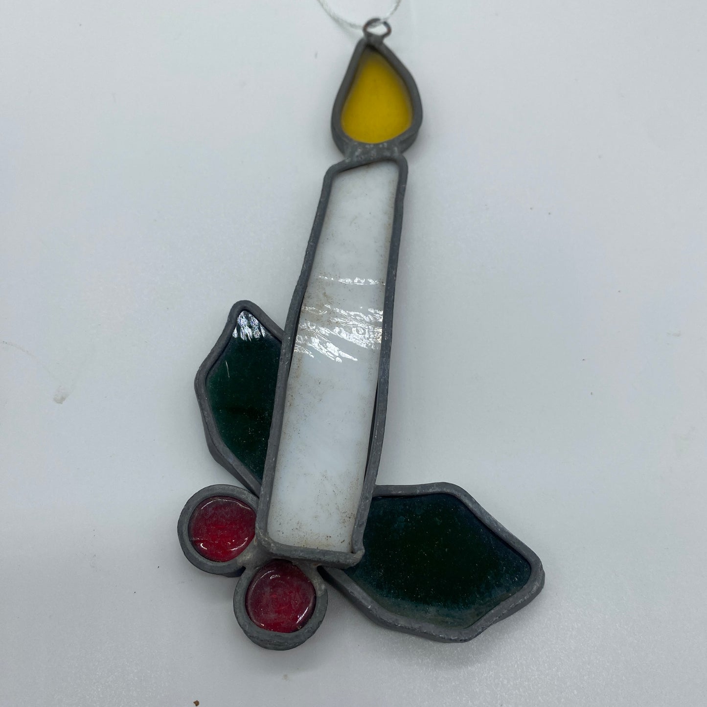 Candle with Holly Stained Glass