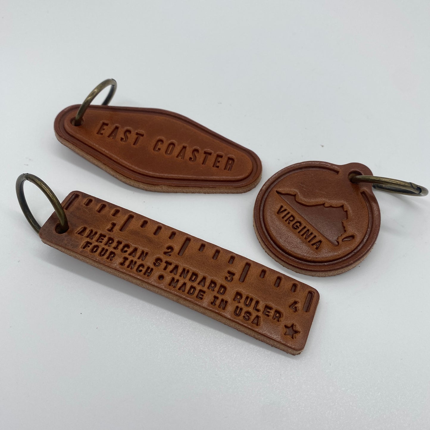 Hand Stamped Leather Keychains