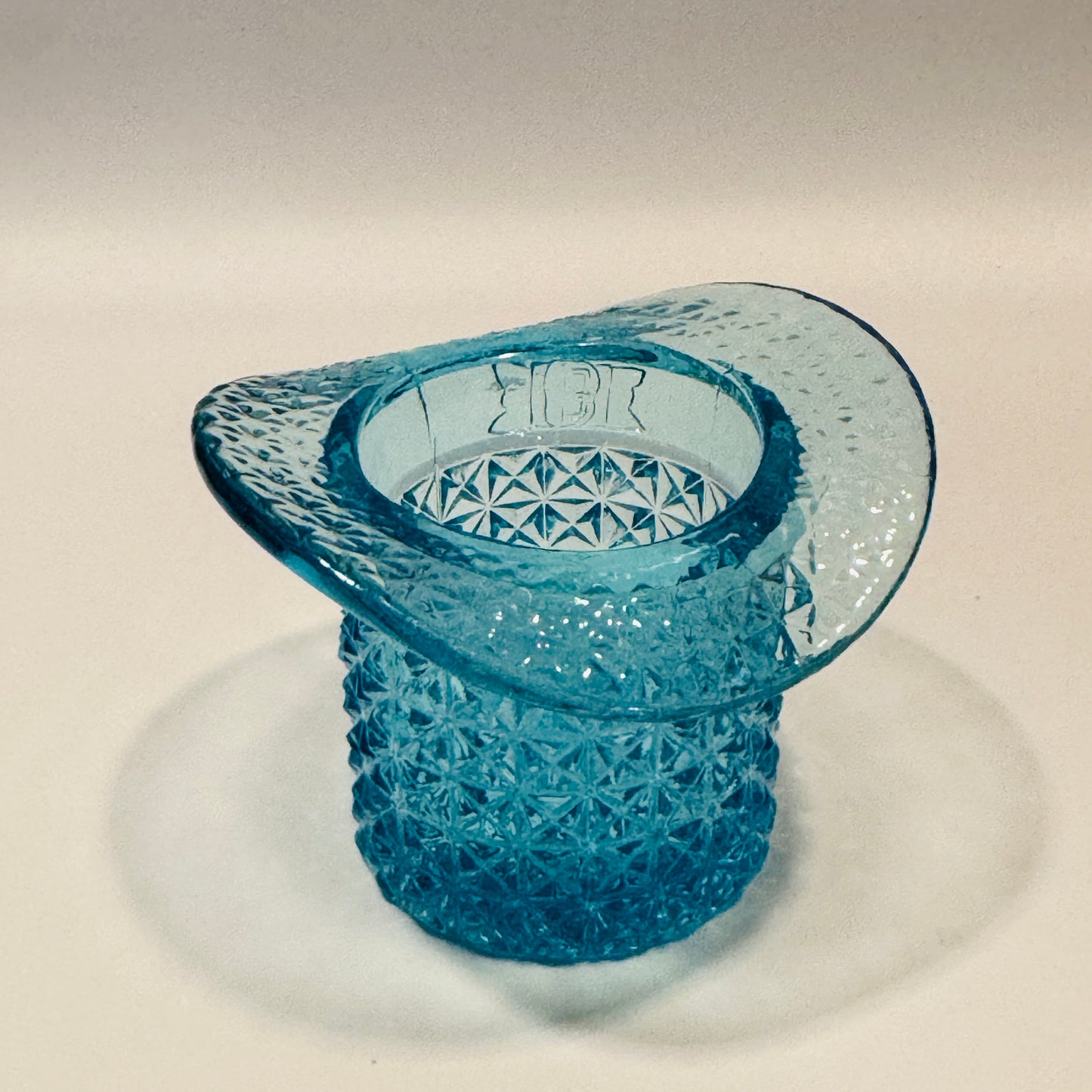 Fenton Aqua Blue Diamond Point Top Hat Toothpick Holder
