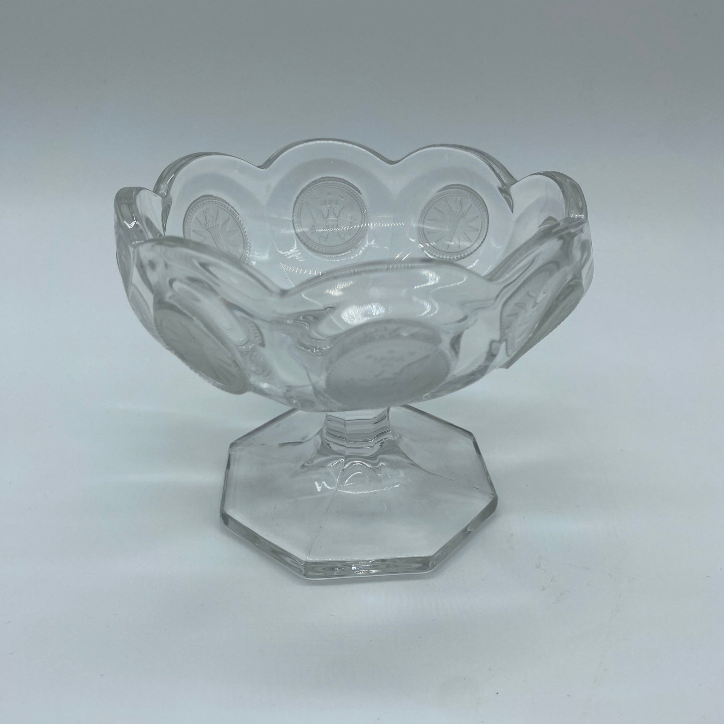 Fostoria Frosted Glass Coin Compote