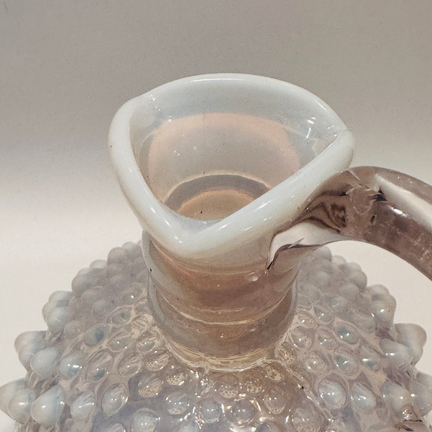 Fenton Opalescent Moonstone Hobnail Cruet / Perfume / Pitcher