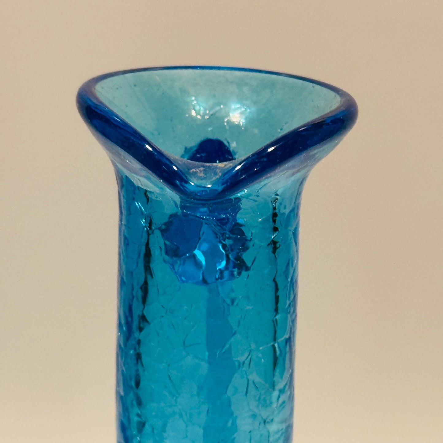 Blue Crackle Glass Art Glass Pitcher