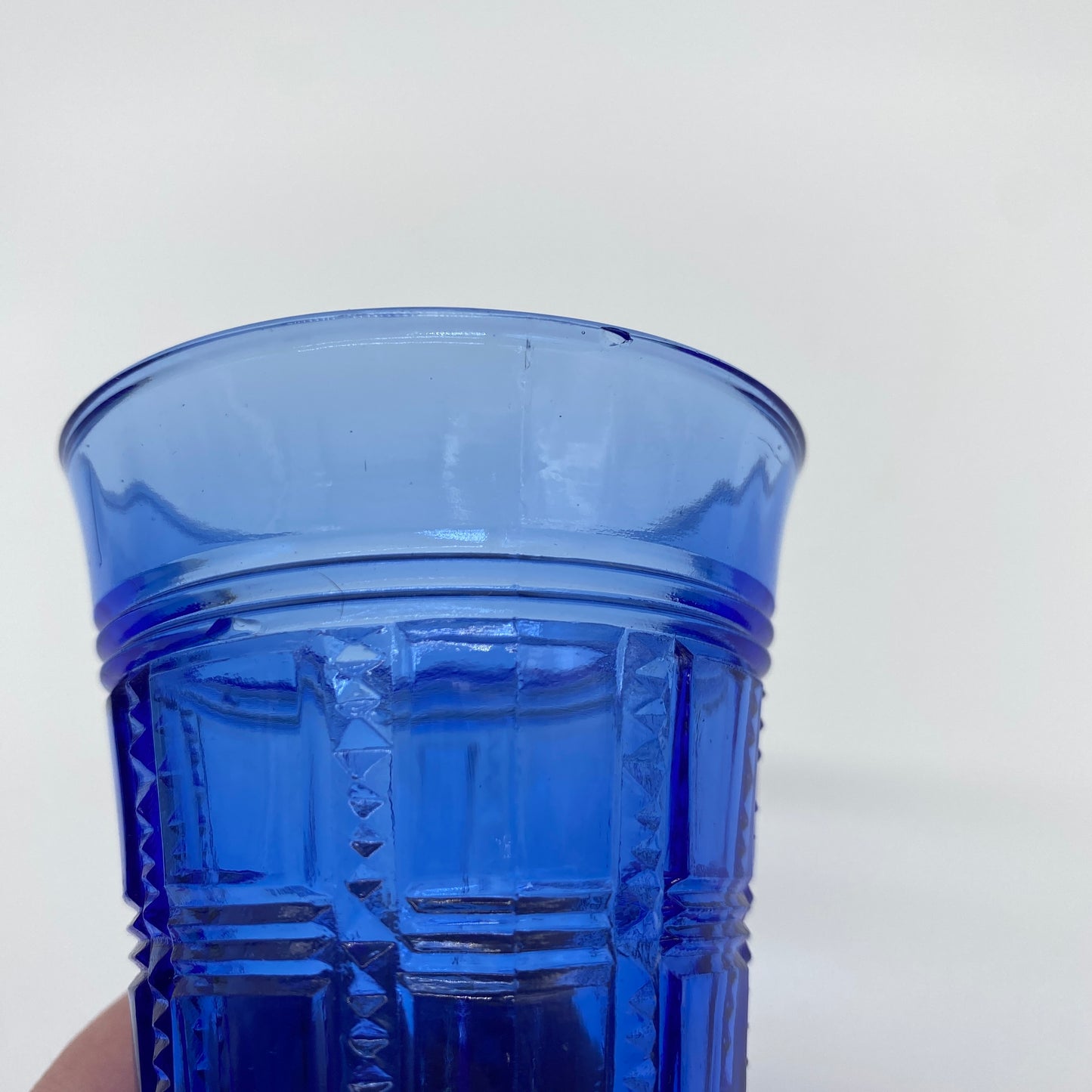 Blue Pressed Glass Vase